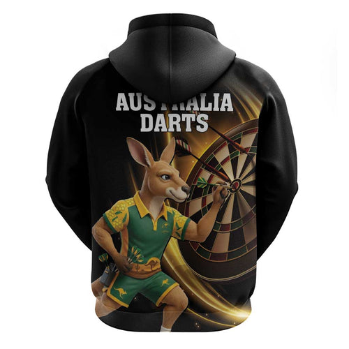 Australia Kangaroo Mascot Darts Zip Hoodie Black Edition