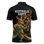 Australia Kangaroo Mascot Darts Zipper Polo Shirt Black Edition