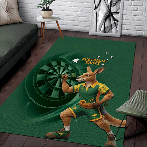 Australia Kangaroo Mascot Darts Area Rug Green Edition