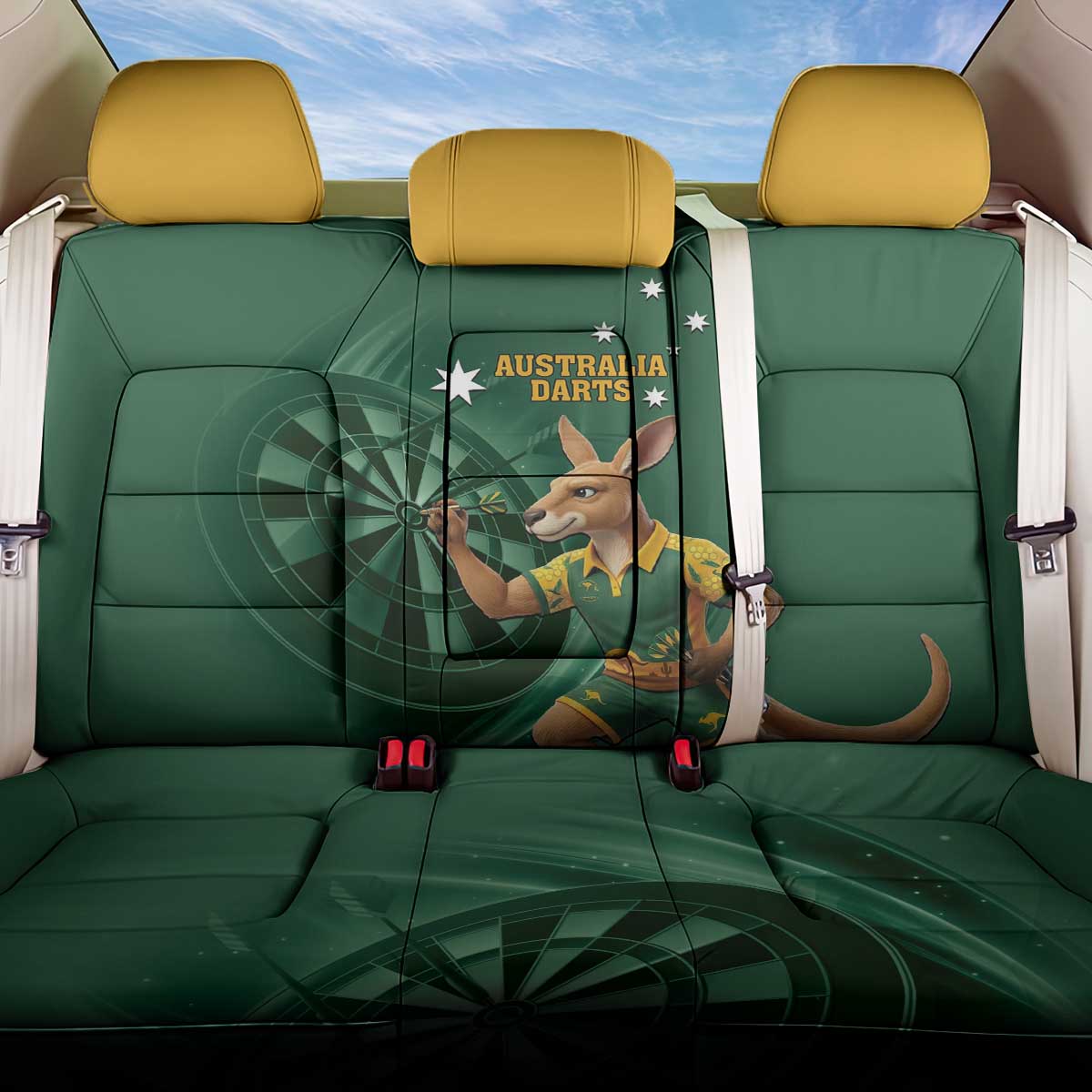 Australia Kangaroo Mascot Darts Back Car Seat Cover Green Edition