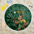 Australia Kangaroo Mascot Darts Beach Blanket Green Edition