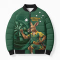 Australia Kangaroo Mascot Darts Bomber Puffer Jacket Green Edition