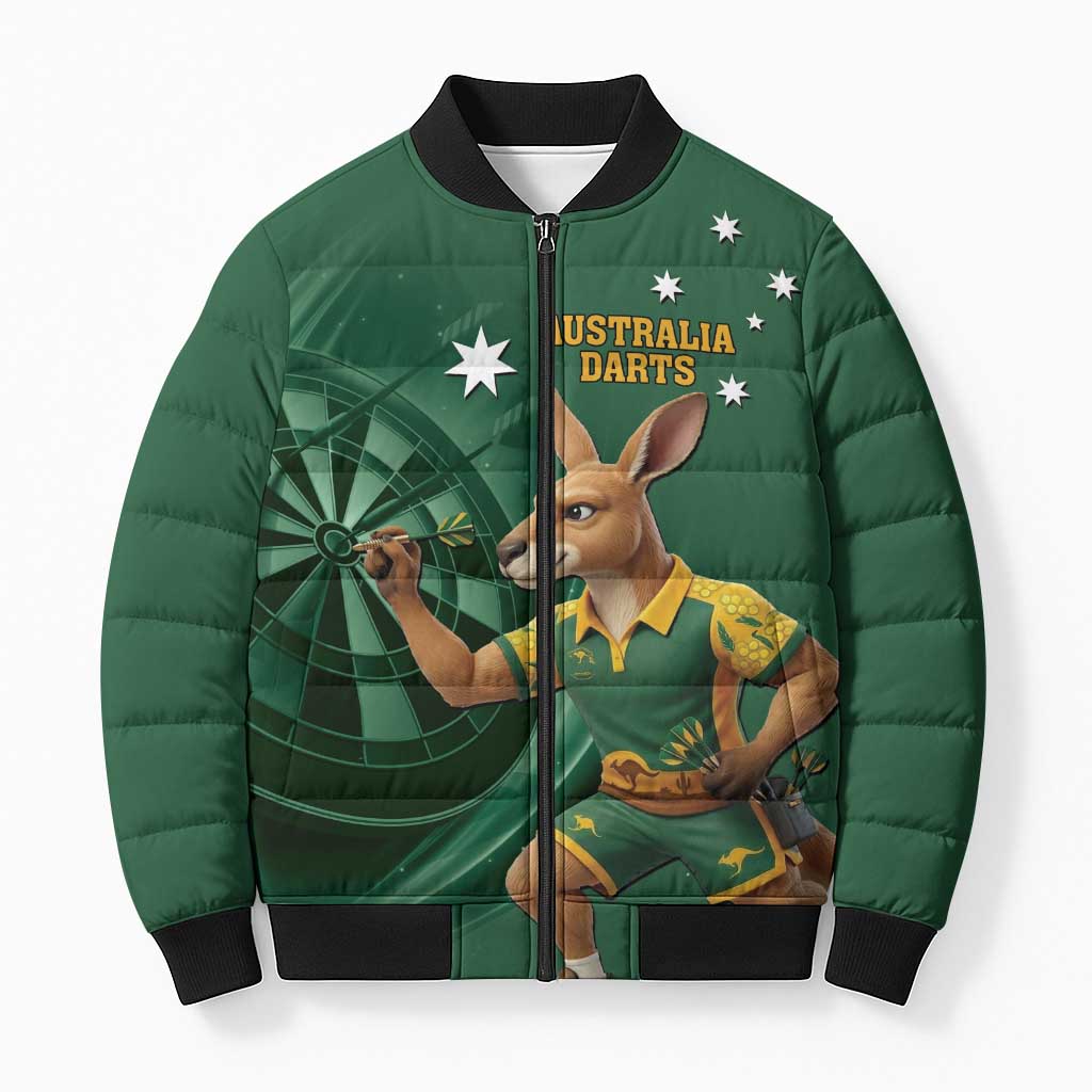 Australia Kangaroo Mascot Darts Bomber Puffer Jacket Green Edition