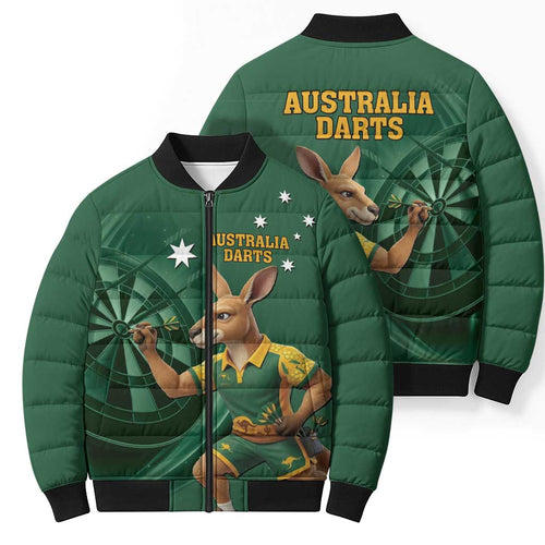 Australia Kangaroo Mascot Darts Bomber Puffer Jacket Green Edition