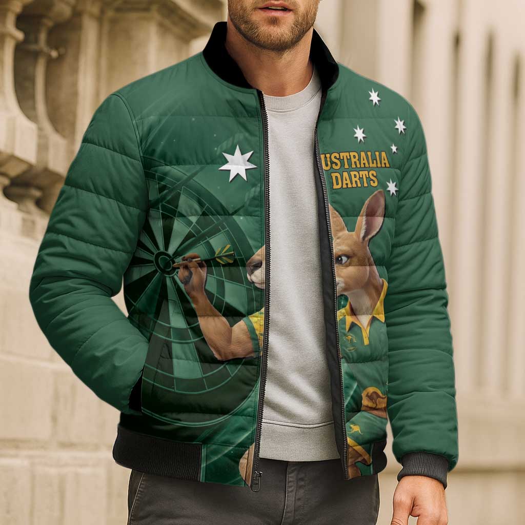 Australia Kangaroo Mascot Darts Bomber Puffer Jacket Green Edition