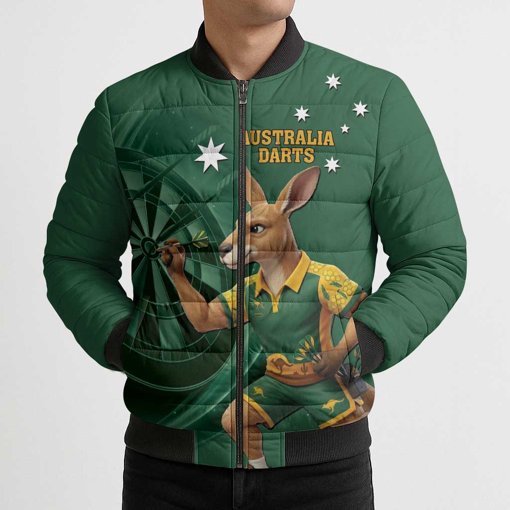 Australia Kangaroo Mascot Darts Bomber Puffer Jacket Green Edition