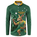 Australia Kangaroo Mascot Darts Button Sweatshirt Green Edition