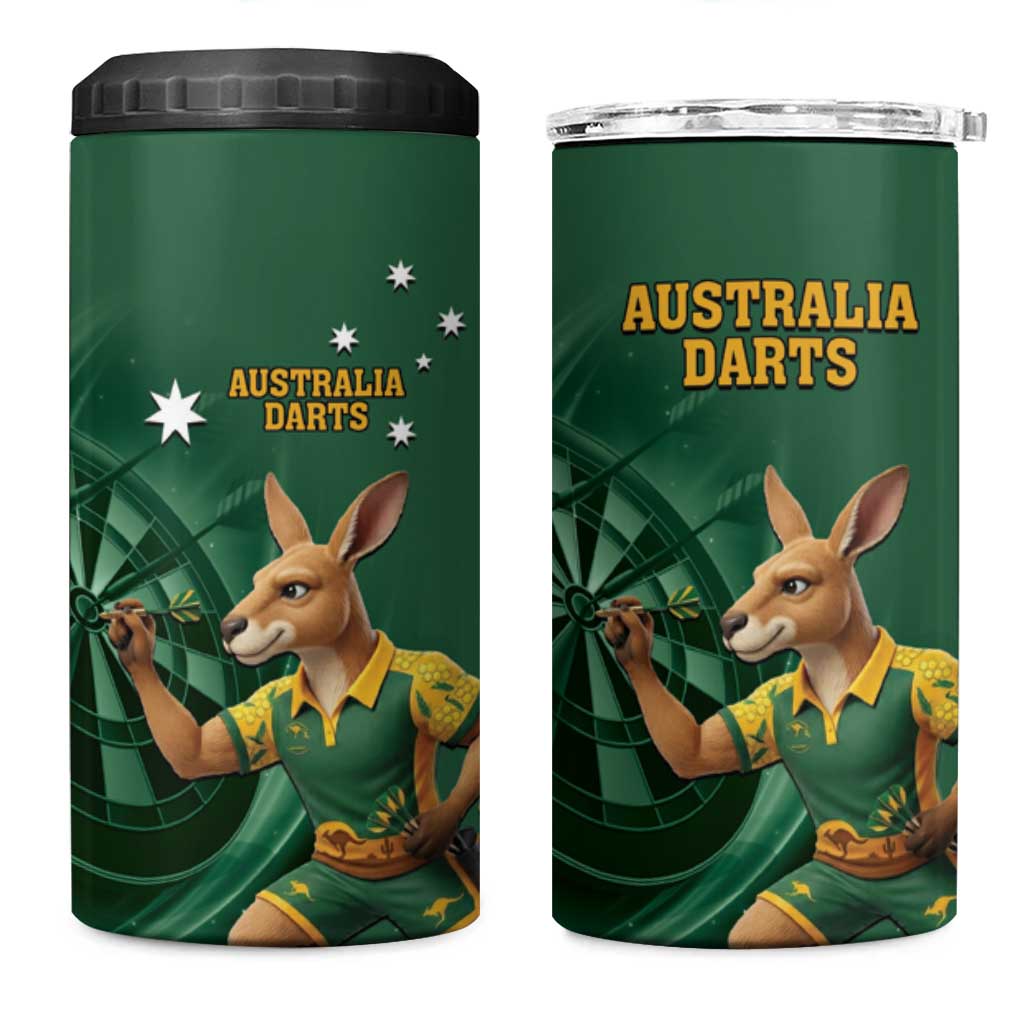 Australia Kangaroo Mascot Darts 4 in 1 Can Cooler Tumbler Green Edition