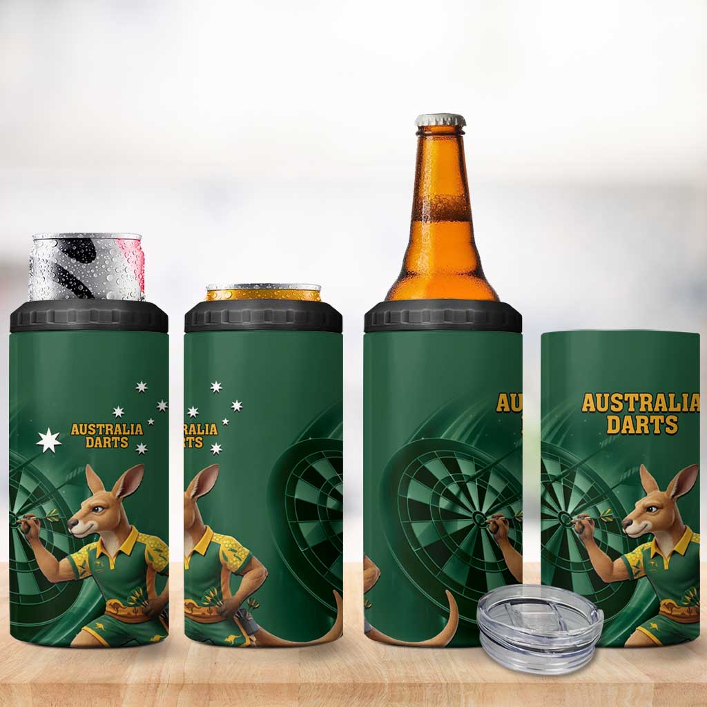 Australia Kangaroo Mascot Darts 4 in 1 Can Cooler Tumbler Green Edition