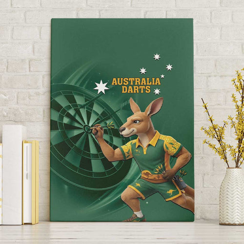 Australia Kangaroo Mascot Darts Canvas Wall Art Green Edition