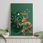 Australia Kangaroo Mascot Darts Canvas Wall Art Green Edition