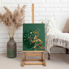 Australia Kangaroo Mascot Darts Canvas Wall Art Green Edition