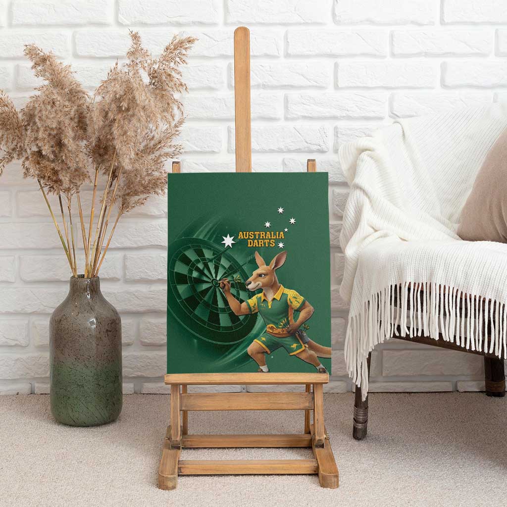 Australia Kangaroo Mascot Darts Canvas Wall Art Green Edition