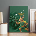 Australia Kangaroo Mascot Darts Canvas Wall Art Green Edition
