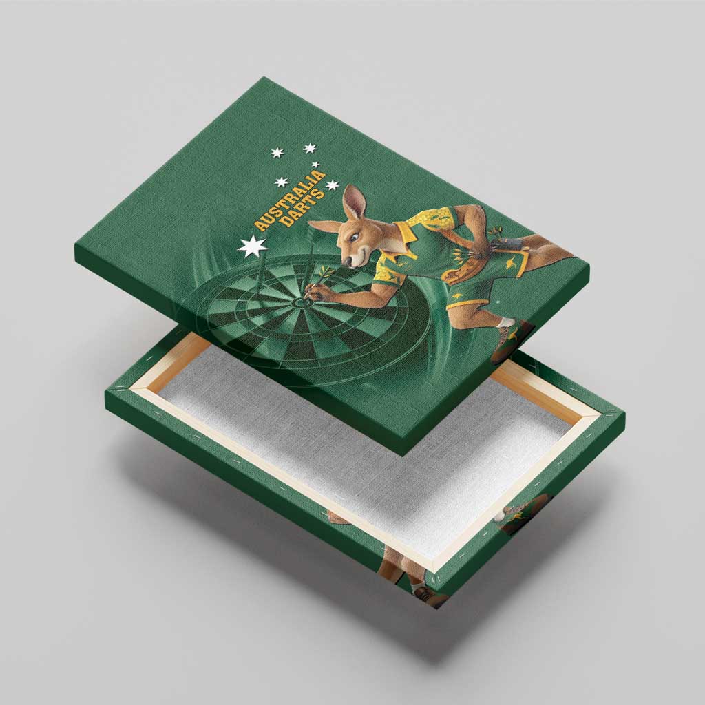 Australia Kangaroo Mascot Darts Canvas Wall Art Green Edition