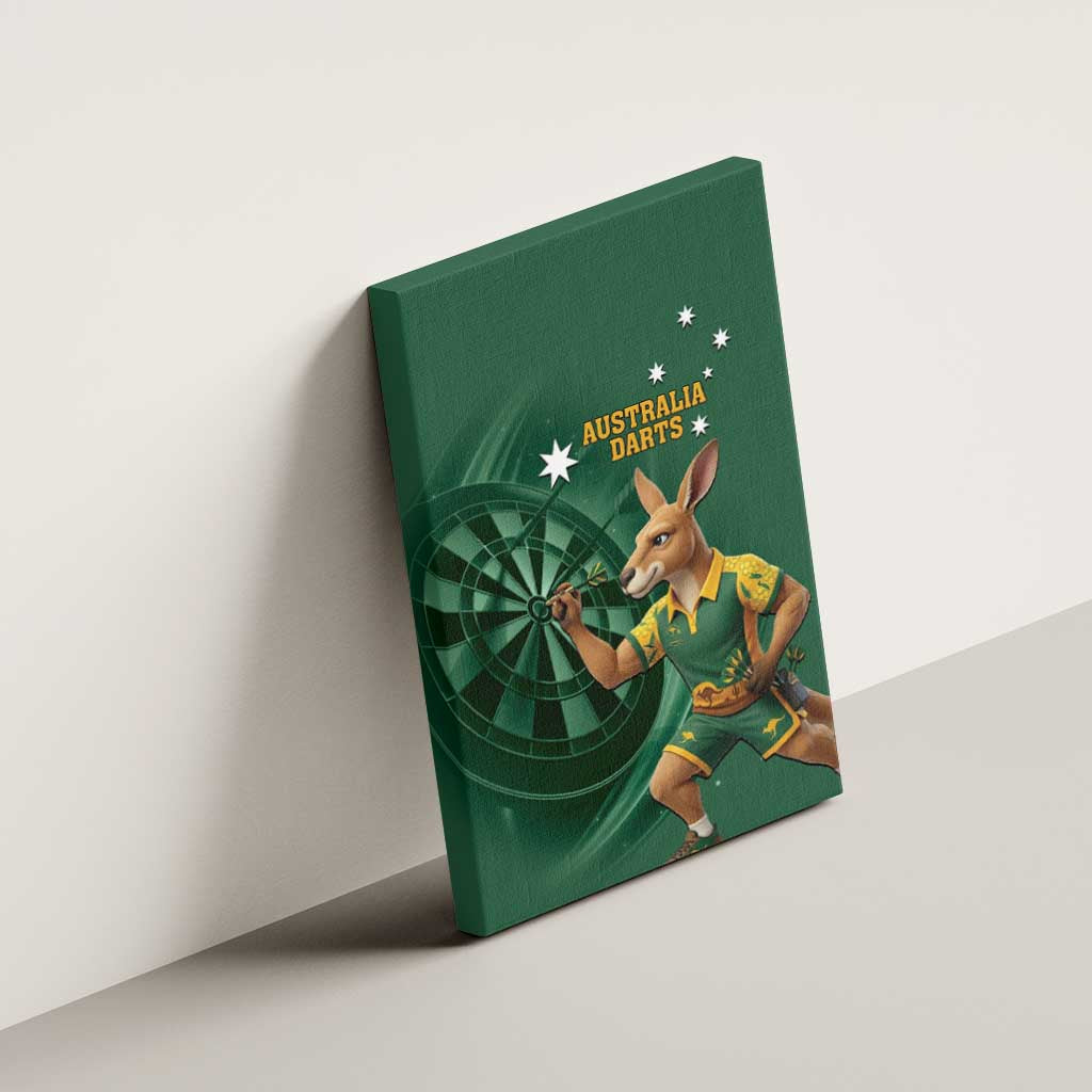 Australia Kangaroo Mascot Darts Canvas Wall Art Green Edition
