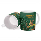 Australia Kangaroo Mascot Darts Ceramic Mug Green Edition