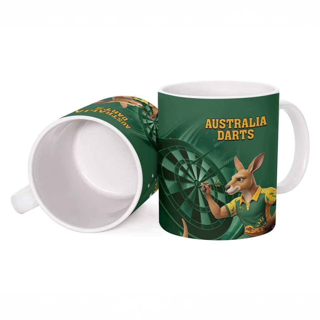 Australia Kangaroo Mascot Darts Ceramic Mug Green Edition