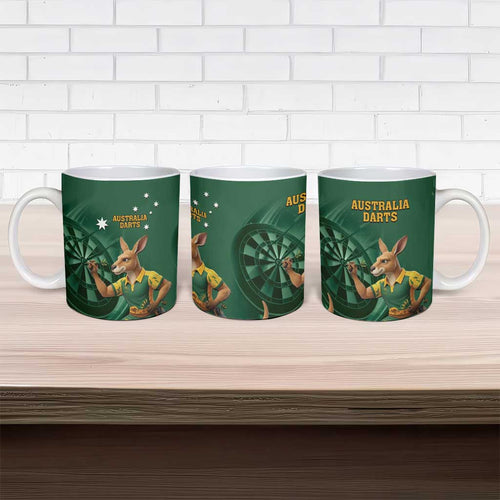 Australia Kangaroo Mascot Darts Ceramic Mug Green Edition