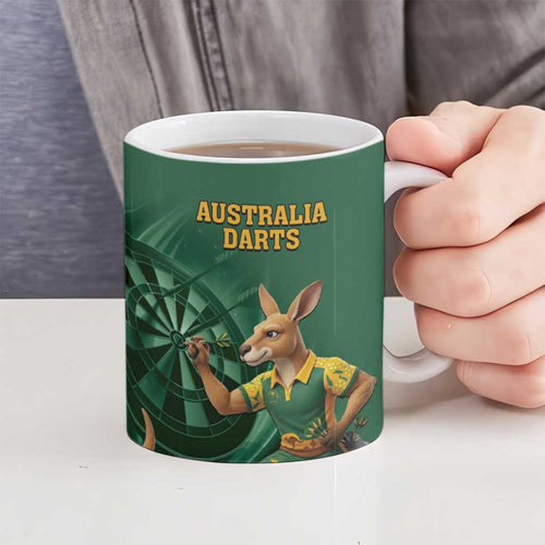 Australia Kangaroo Mascot Darts Ceramic Mug Green Edition