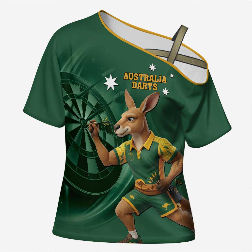 Australia Kangaroo Mascot Darts Cross Shoulder Shirt Green Edition