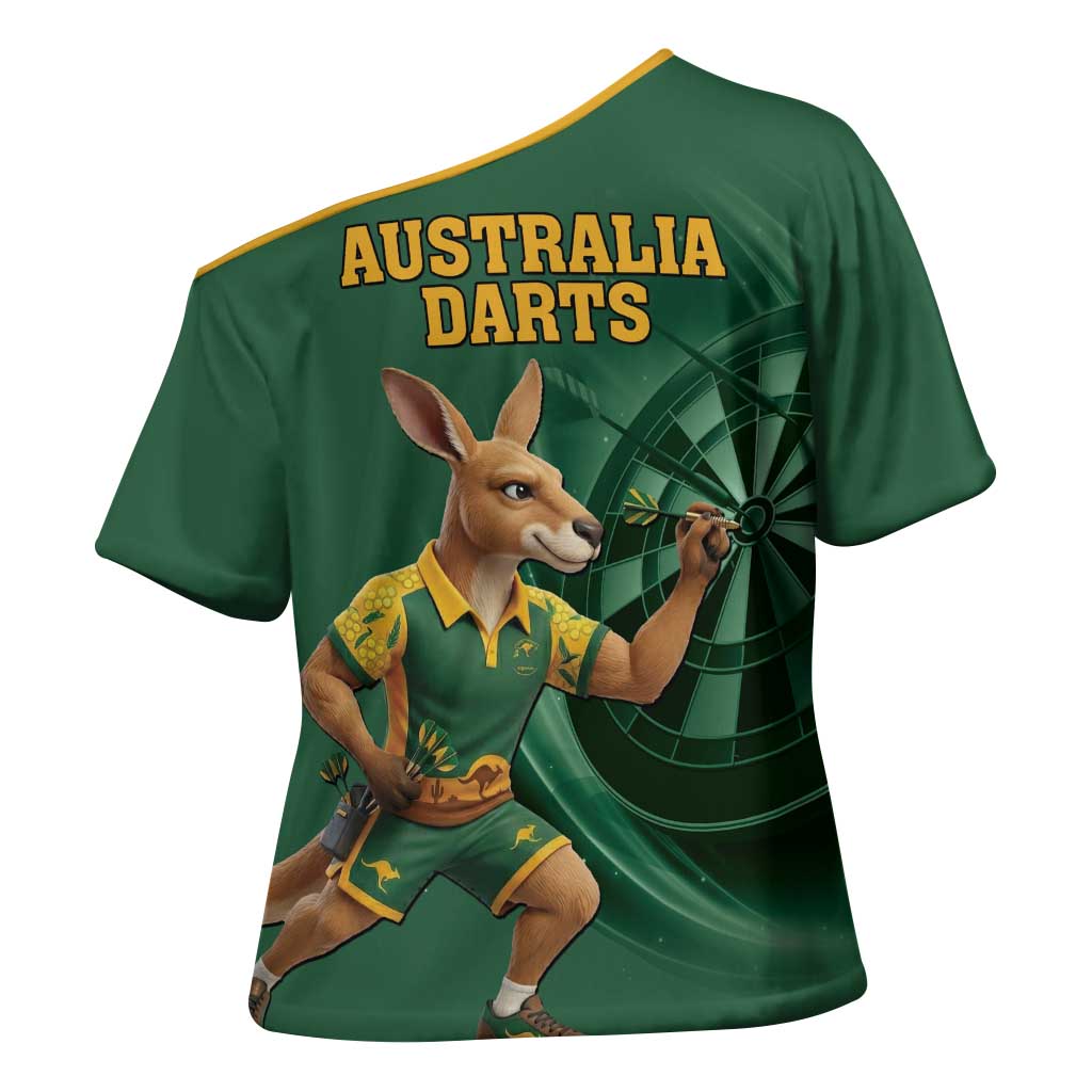 Australia Kangaroo Mascot Darts Cross Shoulder Shirt Green Edition