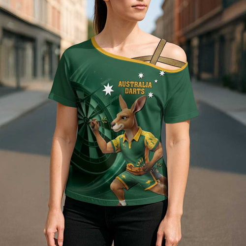 Australia Kangaroo Mascot Darts Cross Shoulder Shirt Green Edition