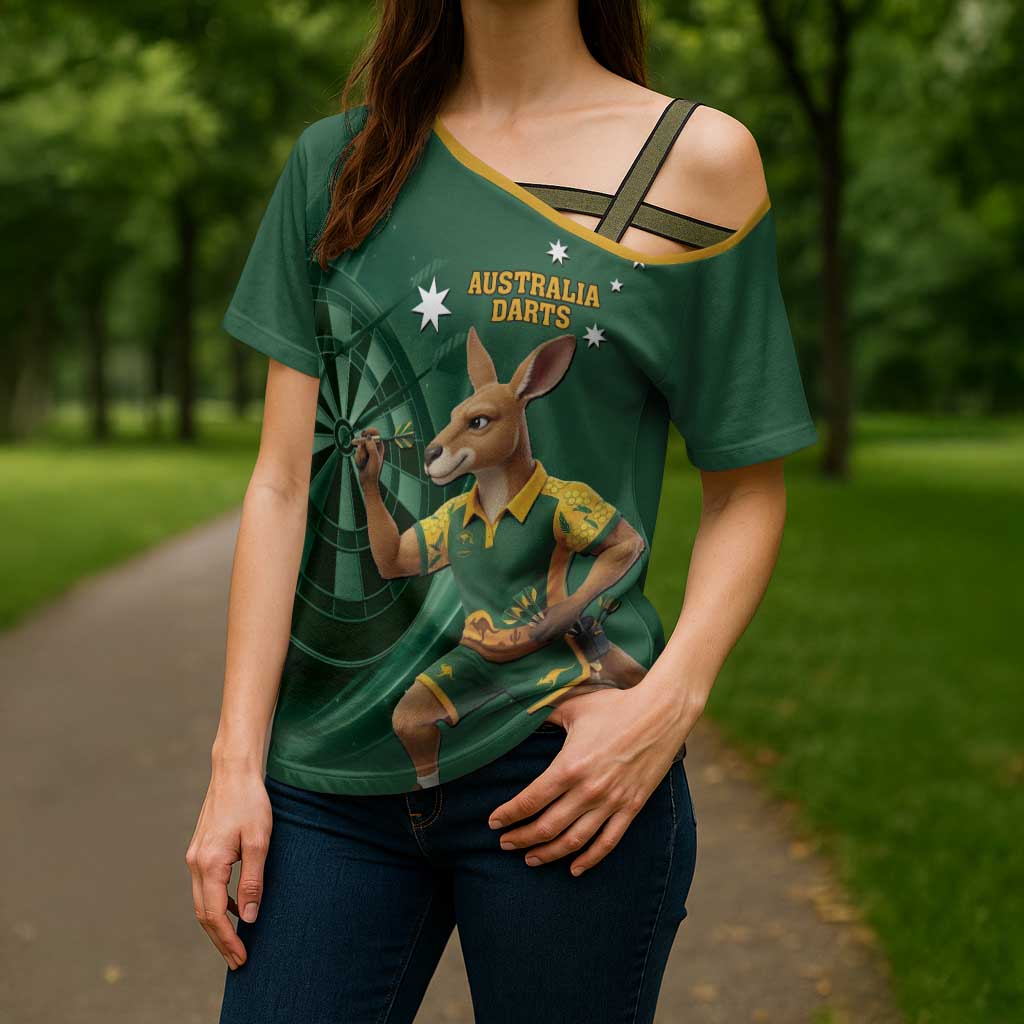 Australia Kangaroo Mascot Darts Cross Shoulder Shirt Green Edition