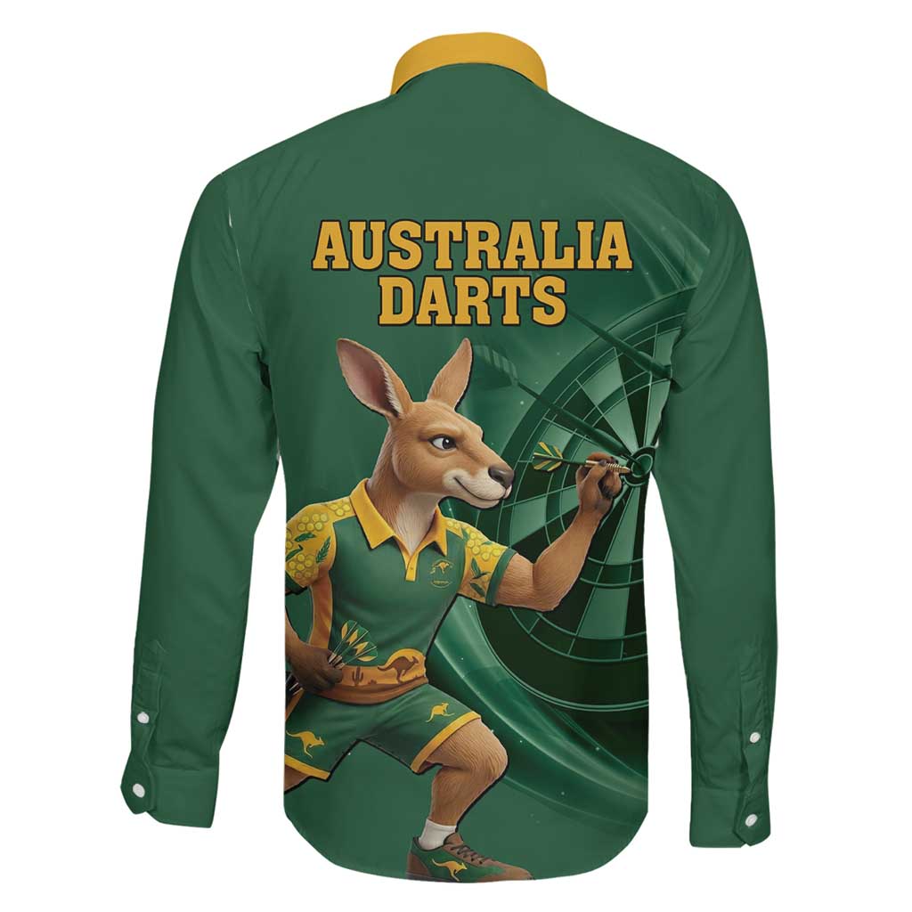 Australia Kangaroo Mascot Darts Family Matching Off Shoulder Maxi Dress and Hawaiian Shirt Green Edition