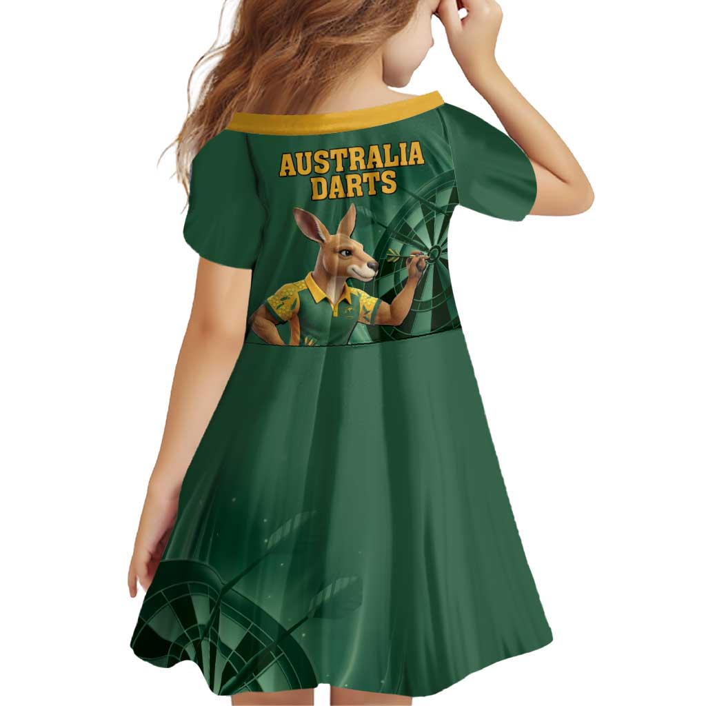 Australia Kangaroo Mascot Darts Family Matching Off Shoulder Short Dress and Hawaiian Shirt Green Edition