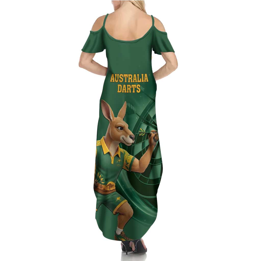 Australia Kangaroo Mascot Darts Family Matching Summer Maxi Dress and Hawaiian Shirt Green Edition