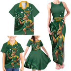 Australia Kangaroo Mascot Darts Family Matching Tank Maxi Dress and Hawaiian Shirt Green Edition
