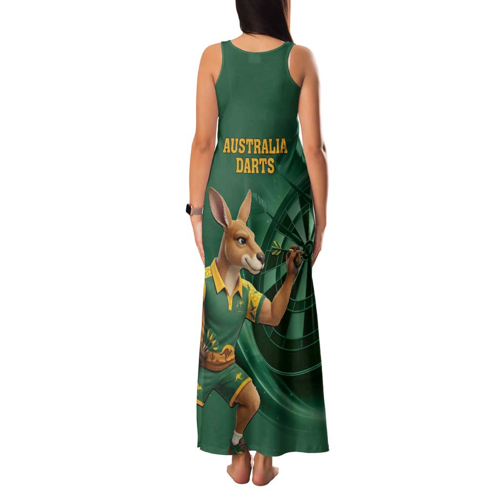 Australia Kangaroo Mascot Darts Family Matching Tank Maxi Dress and Hawaiian Shirt Green Edition