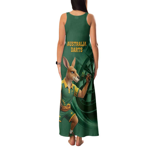 Australia Kangaroo Mascot Darts Family Matching Tank Maxi Dress and Hawaiian Shirt Green Edition