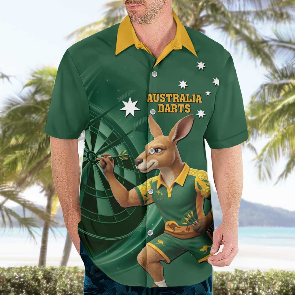 Australia Kangaroo Mascot Darts Hawaiian Shirt Green Edition
