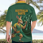 Australia Kangaroo Mascot Darts Hawaiian Shirt Green Edition