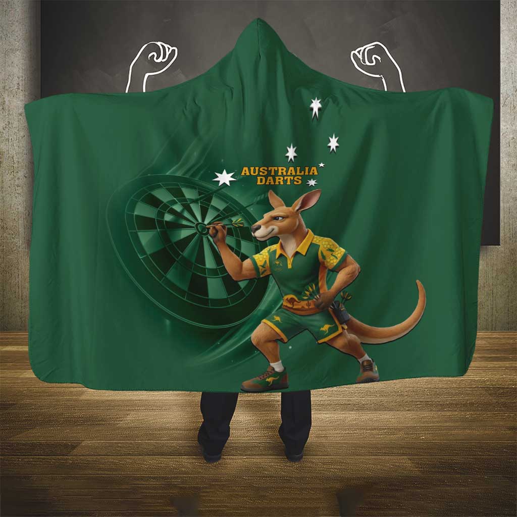 Australia Kangaroo Mascot Darts Hooded Blanket Green Edition