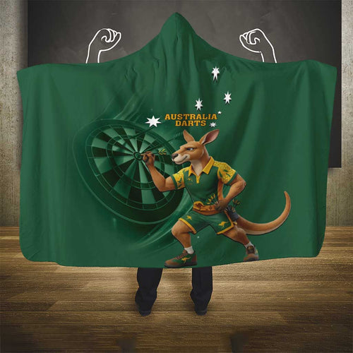 Australia Kangaroo Mascot Darts Hooded Blanket Green Edition