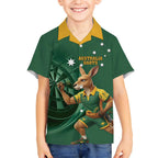 Australia Kangaroo Mascot Darts Kid Hawaiian Shirt Green Edition