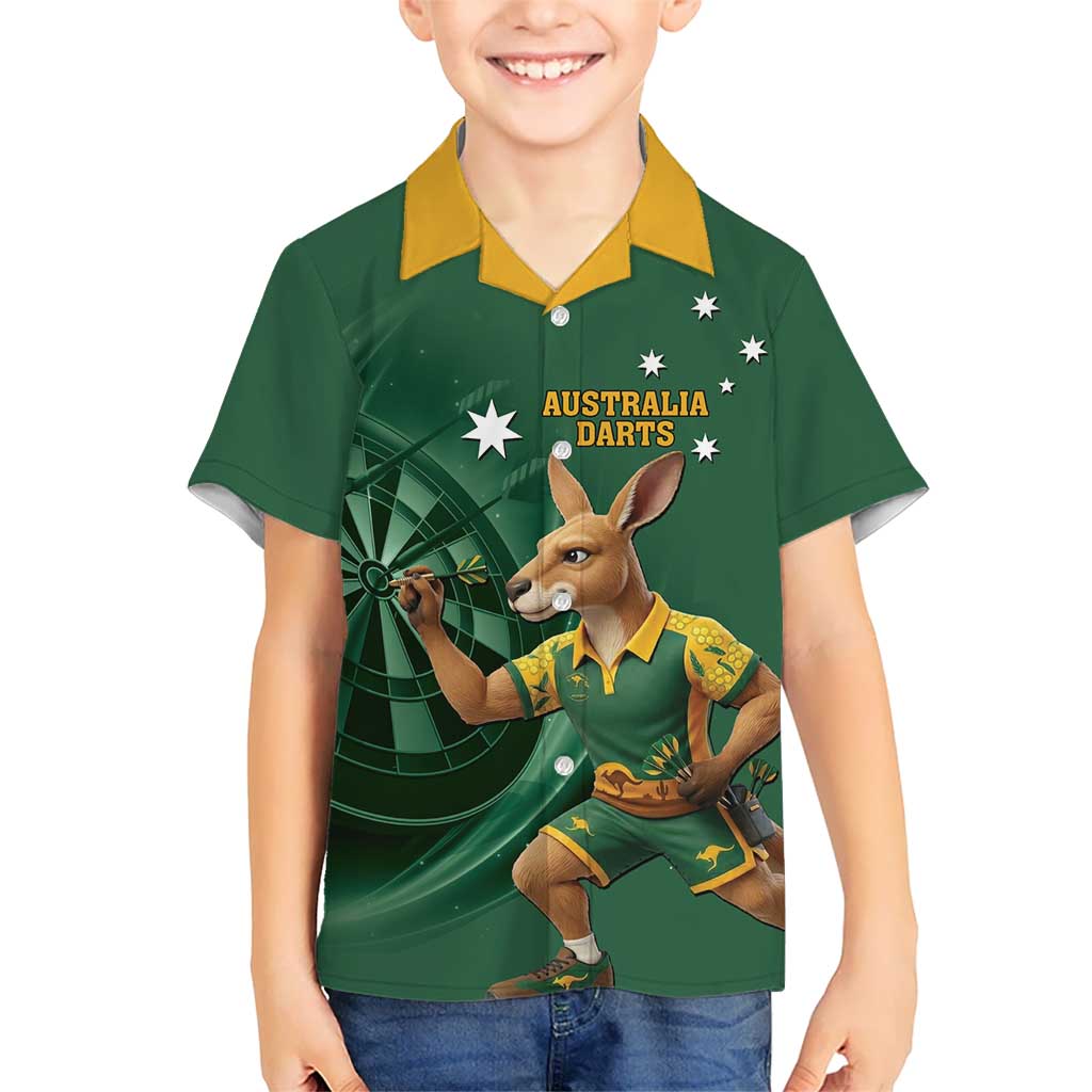 Australia Kangaroo Mascot Darts Kid Hawaiian Shirt Green Edition