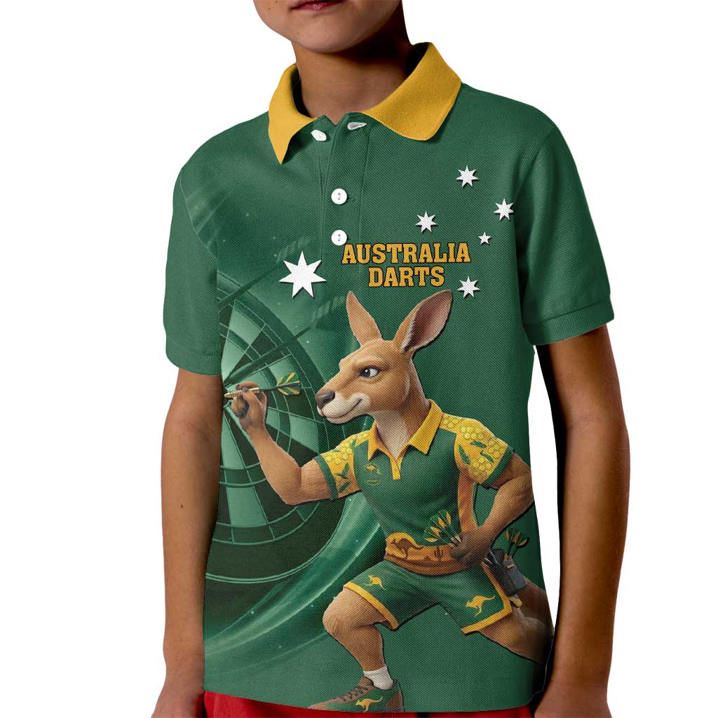 Australia Kangaroo Mascot Darts Kid Polo Shirt Green Edition