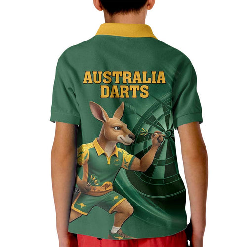 Australia Kangaroo Mascot Darts Kid Polo Shirt Green Edition