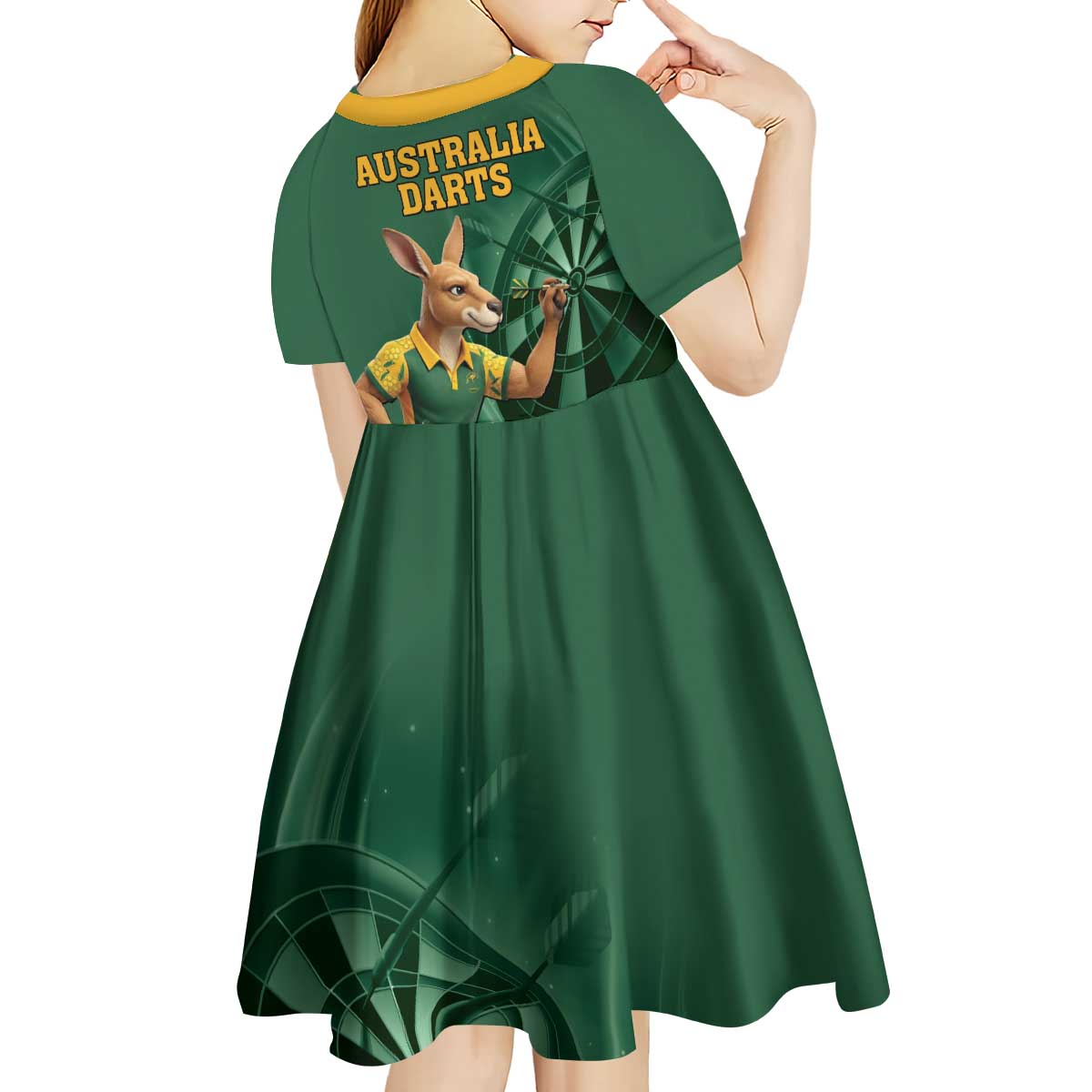 Australia Kangaroo Mascot Darts Kid Short Sleeve Dress Green Edition