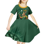 Australia Kangaroo Mascot Darts Kid Short Sleeve Dress Green Edition