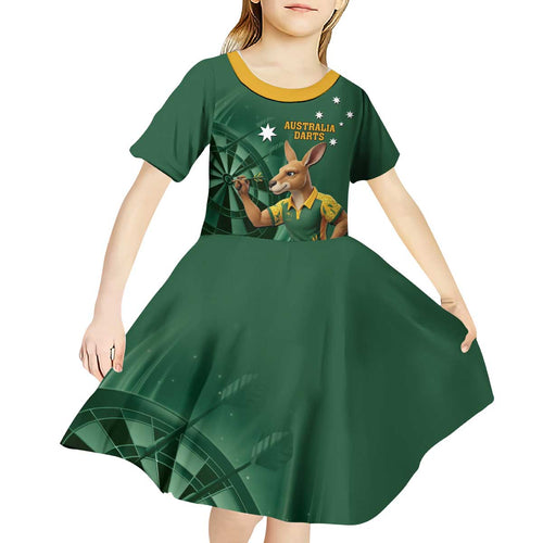 Australia Kangaroo Mascot Darts Kid Short Sleeve Dress Green Edition