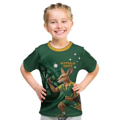 Australia Kangaroo Mascot Darts Kid T Shirt Green Edition