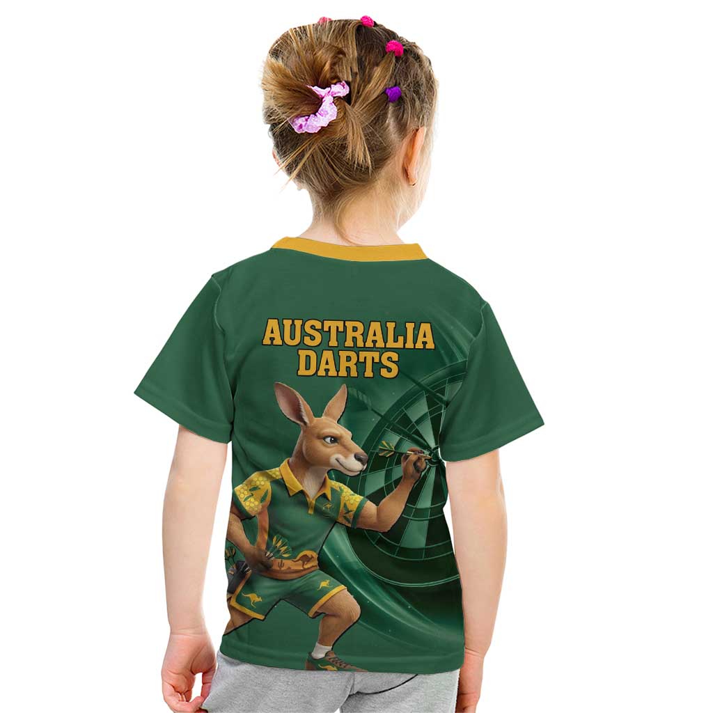 Australia Kangaroo Mascot Darts Kid T Shirt Green Edition