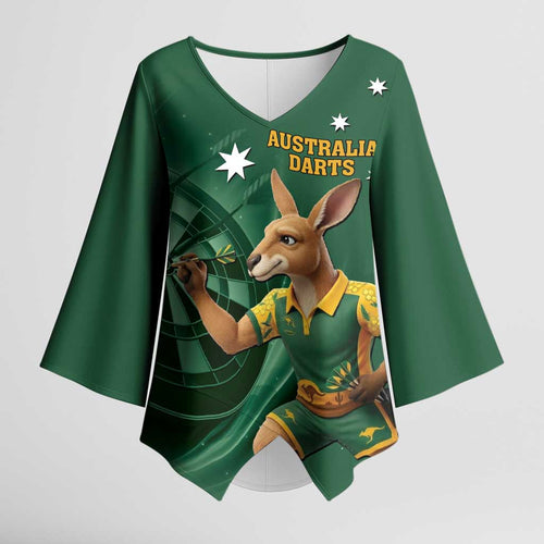 Australia Kangaroo Mascot Darts Kimono Sleeve Blouse Green Edition
