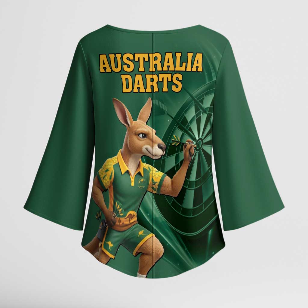 Australia Kangaroo Mascot Darts Kimono Sleeve Blouse Green Edition