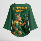 Australia Kangaroo Mascot Darts Kimono Sleeve Blouse Green Edition